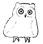 black and white illustration of a baby owl