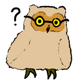 drawing of a baby owl wearing glasses