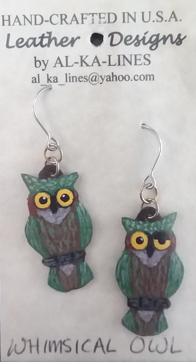 Painted Whimsical Owl Earrings
