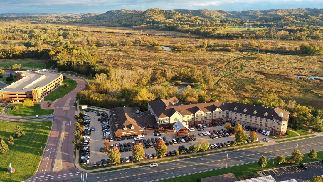 Drone photo of the stony creek conference center and surrounding countryside